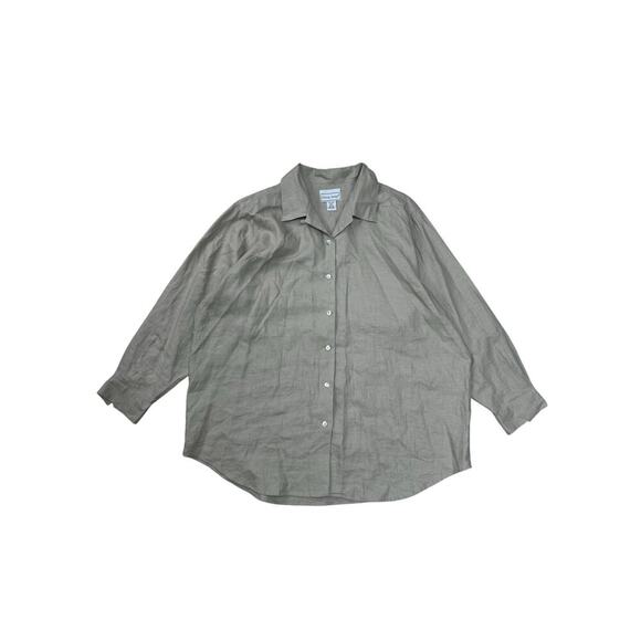 Vintage Fitting Image Women Size 22 Pleated Sleeve Linen Mother of Pearl Button - Picture 1 of 8